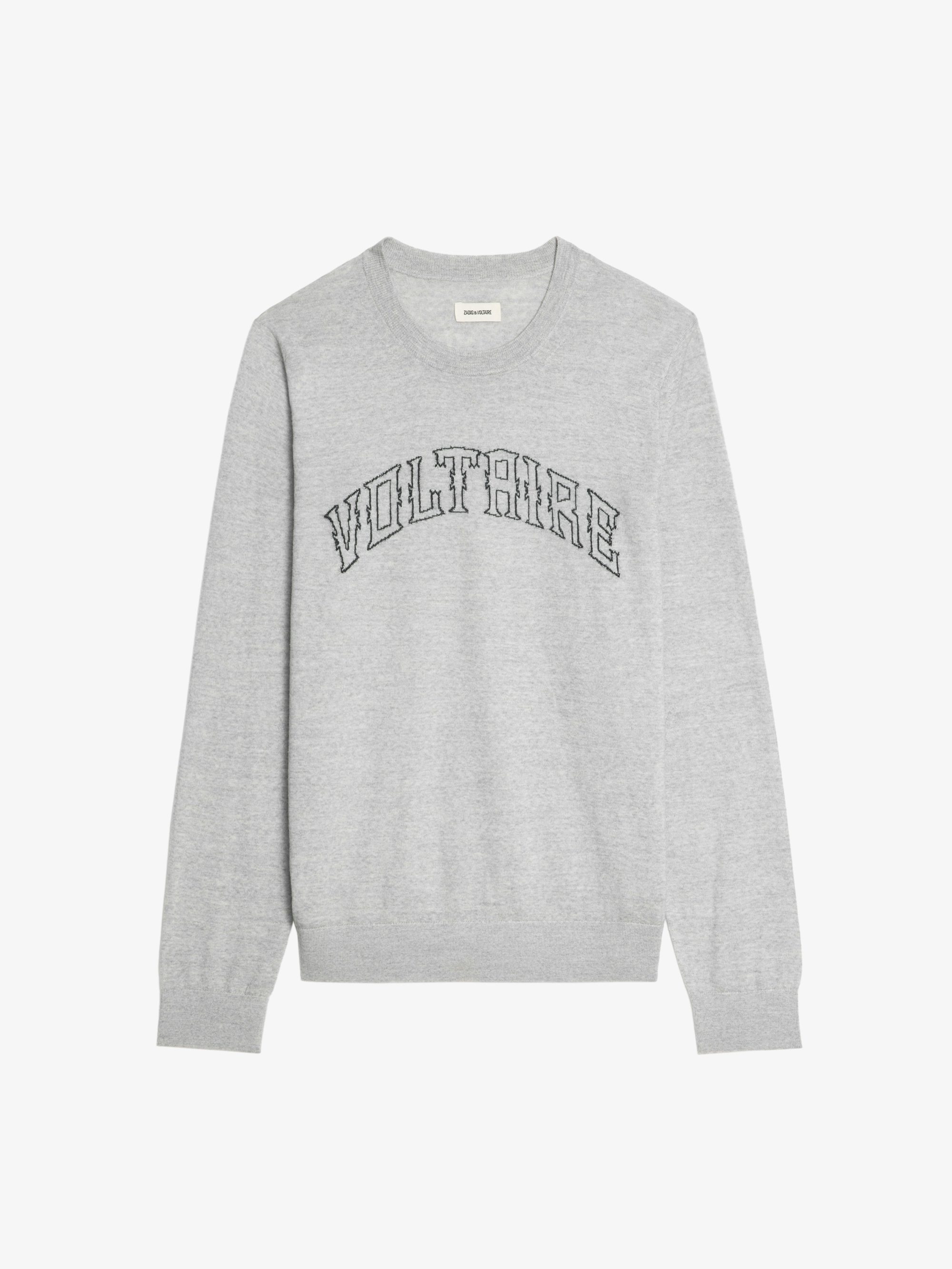 Kennedy Jumper 100% Merino Wool - Jumper with round neck and Voltaire writing on the front.